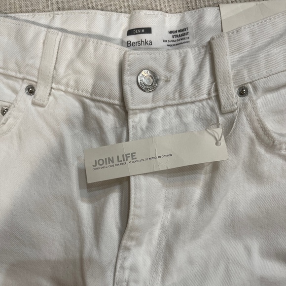 NWT Bershka Victoria High Waist Straight White jeans - Picture 5 of 9
